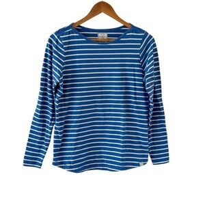 Fat Face Breton Striped Tee Shirt Womens Size 8 Blue Nautical Organic Preppy